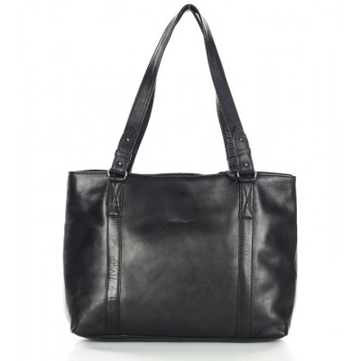 Klassische Henkeltasche aus Leder Handtasche für die Geschäftsfrau. Schwarz & braun